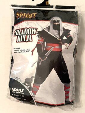 Shadow Ninja Costume Cosplay Halloween LARP Small 36-38 Complete Jumpsuit Belt